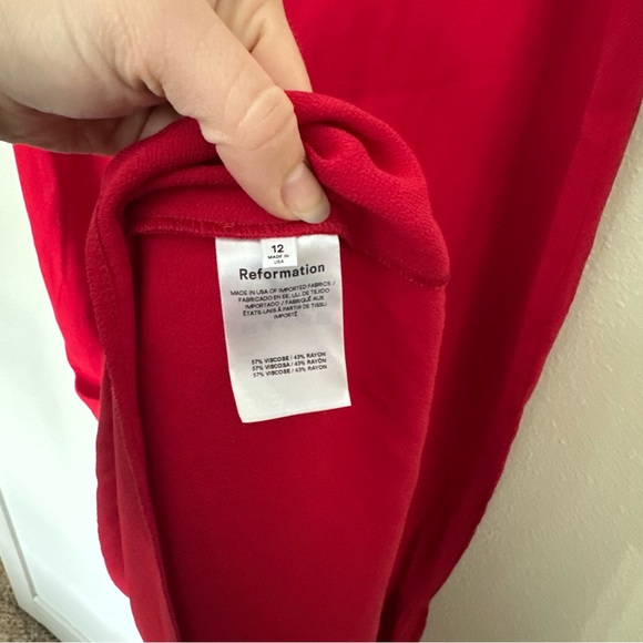 REFORMATION Size 12 Women's Red Ruffle Hem Tiered Maxi Skirt - Picture 9 of 10